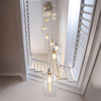 Novena Lavaur 13 Light Lavaur Cascade Pendant in Bright Nickel with Clear Glass Shades