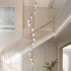 Novena Lavaur 13 Light Lavaur Cascade Pendant in Bright Nickel with Clear Glass Shades