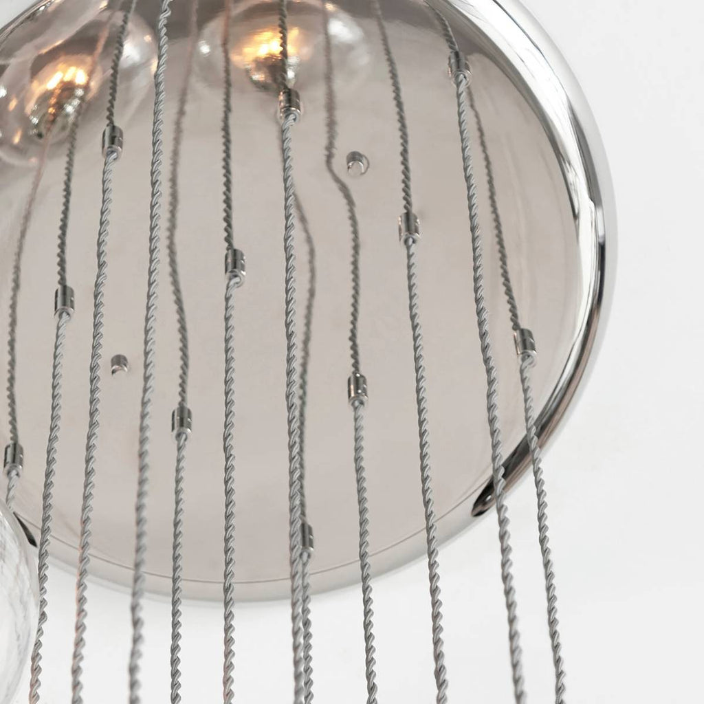 Novena Lavaur 13 Light Lavaur Cascade Pendant in Bright Nickel with Clear Glass Shades
