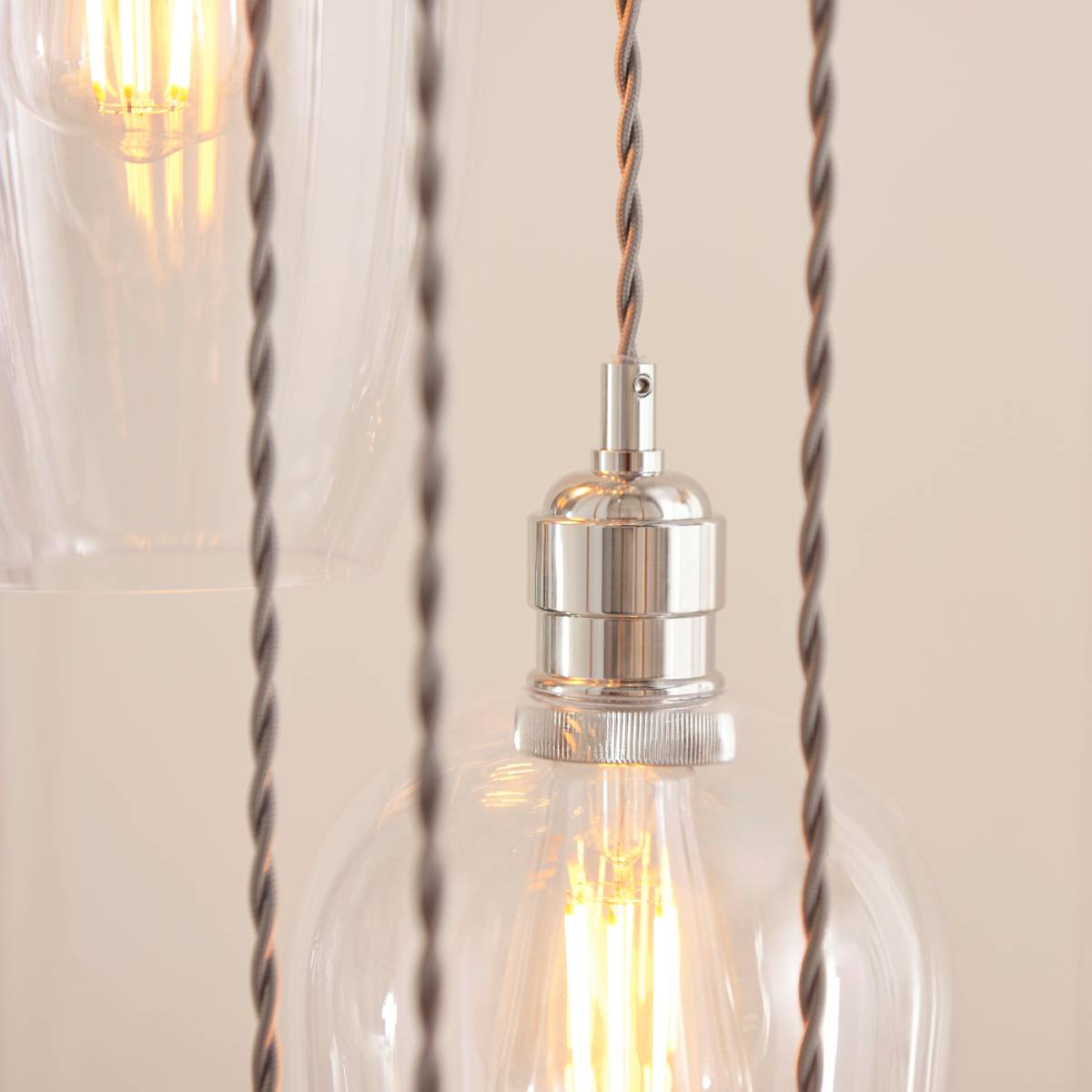 Novena Lavaur 13 Light Lavaur Cascade Pendant in Bright Nickel with Clear Glass Shades