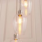 Novena Lavaur 13 Light Lavaur Cascade Pendant in Bright Nickel with Clear Glass Shades