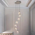 Novena Lavaur 7 Light Cascade Pendant in Bright Nickel with Clear Glass Shades