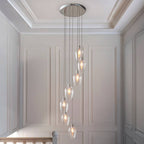 Novena Lavaur 7 Light Cascade Pendant in Bright Nickel with Clear Glass Shades