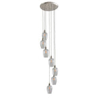 Novena Lavaur 7 Light Cascade Pendant in Bright Nickel with Clear Glass Shades