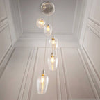 Novena Lavaur 7 Light Cascade Pendant in Bright Nickel with Clear Glass Shades