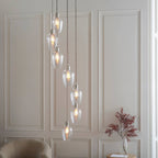 Novena Lavaur 7 Light Cascade Pendant in Bright Nickel with Clear Glass Shades