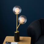 Novena Loja 2 Light Table Lamp Satin Brass Clear/Frosted Glass