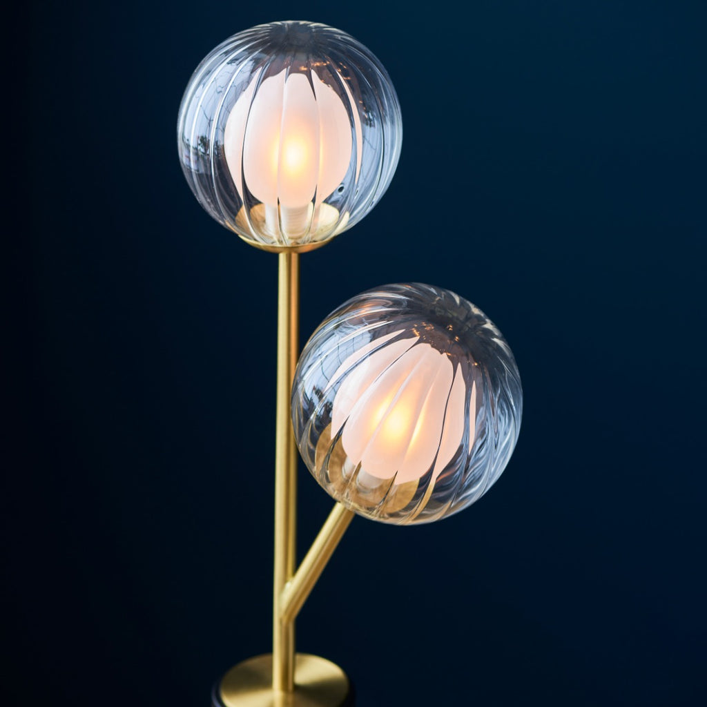 Novena Loja 2 Light Table Lamp Satin Brass Clear/Frosted Glass