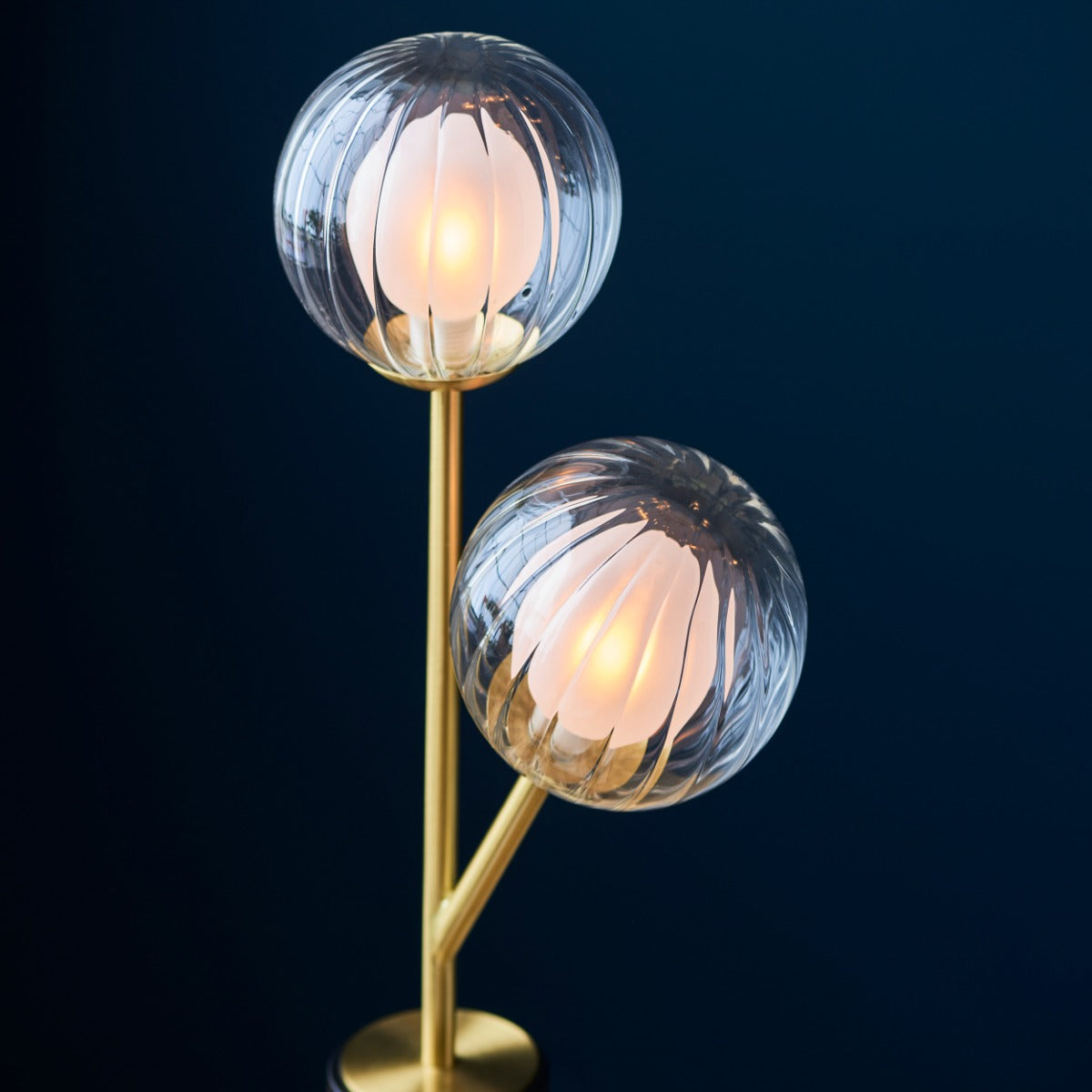 Novena Loja 2 Light Table Lamp Satin Brass Clear/Frosted Glass