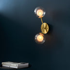 Novena Loja 2 Light Wall Light Satin Brass Clear/Frosted Glass
