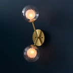 Novena Loja 2 Light Wall Light Satin Brass Clear/Frosted Glass