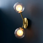 Novena Loja 2 Light Wall Light Satin Brass Clear/Frosted Glass