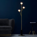 Novena Loja 3 Light Floor Lamp Satin Brass Plate Clear/Frosted Glass