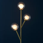 Novena Loja 3 Light Floor Lamp Satin Brass Plate Clear/Frosted Glass