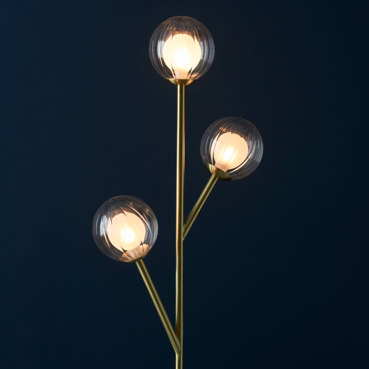 Novena Loja 3 Light Floor Lamp Satin Brass Plate Clear/Frosted Glass