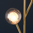 Novena Loja 3 Light Floor Lamp Satin Brass Plate Clear/Frosted Glass