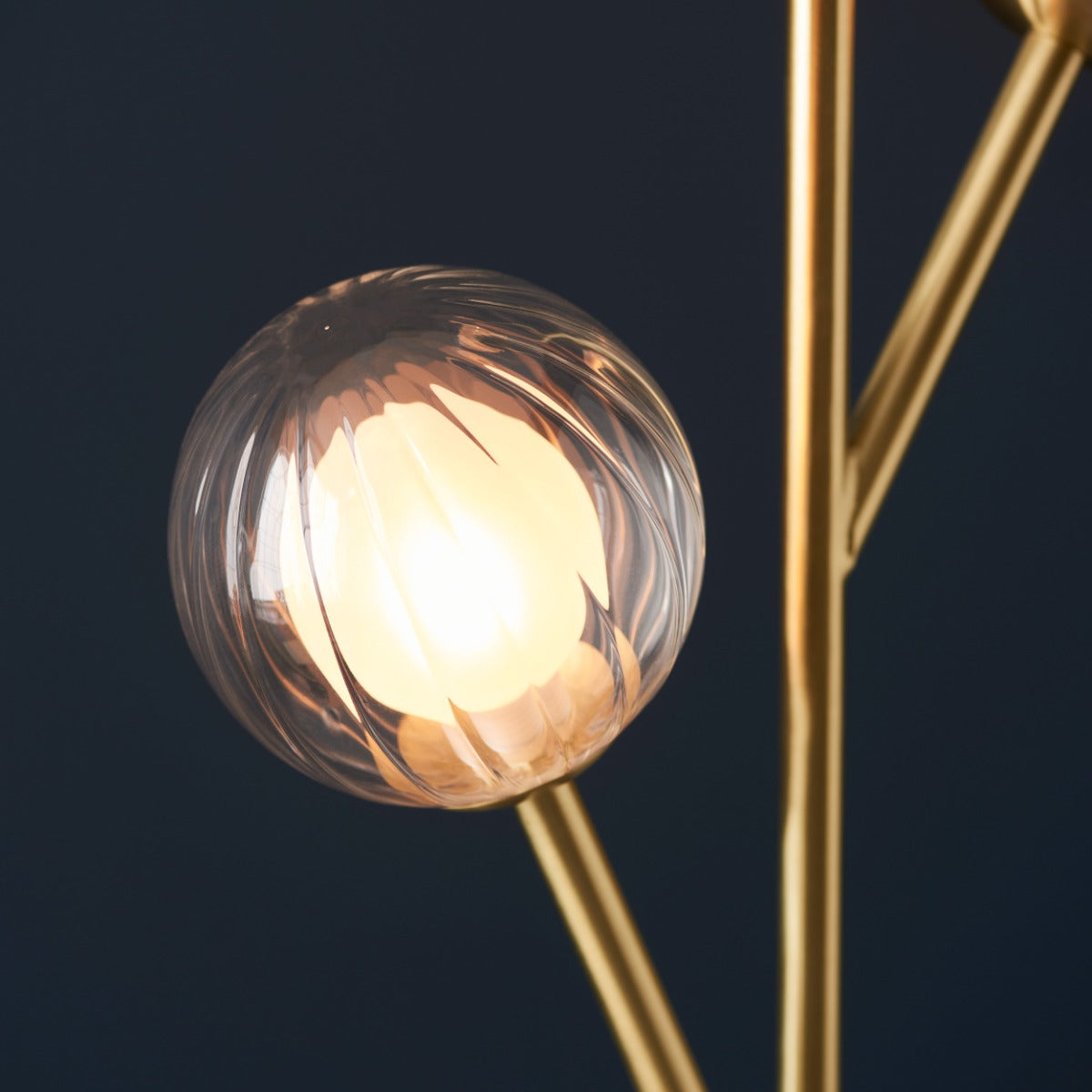 Novena Loja 3 Light Floor Lamp Satin Brass Plate Clear/Frosted Glass