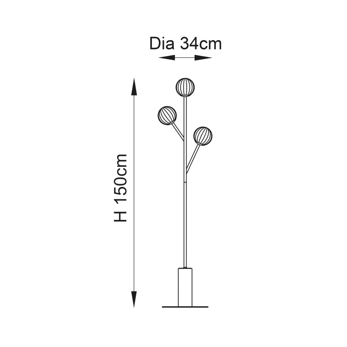 Novena Loja 3 Light Floor Lamp Satin Brass Plate Clear/Frosted Glass