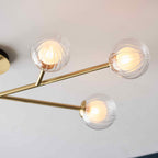 Novena Loja 6 Light Semi Flush Ceiling Light Satin Brass Clear/Frosted Glass Shades