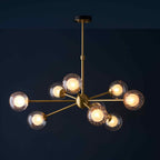 Novena Loja 9 Light Pendant Light Satin Brass Clear/Frosted Glass Shades