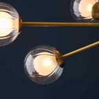 Novena Loja 9 Light Pendant Light Satin Brass Clear/Frosted Glass Shades