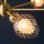 Novena Loja 9 Light Pendant Light Satin Brass Clear/Frosted Glass Shades