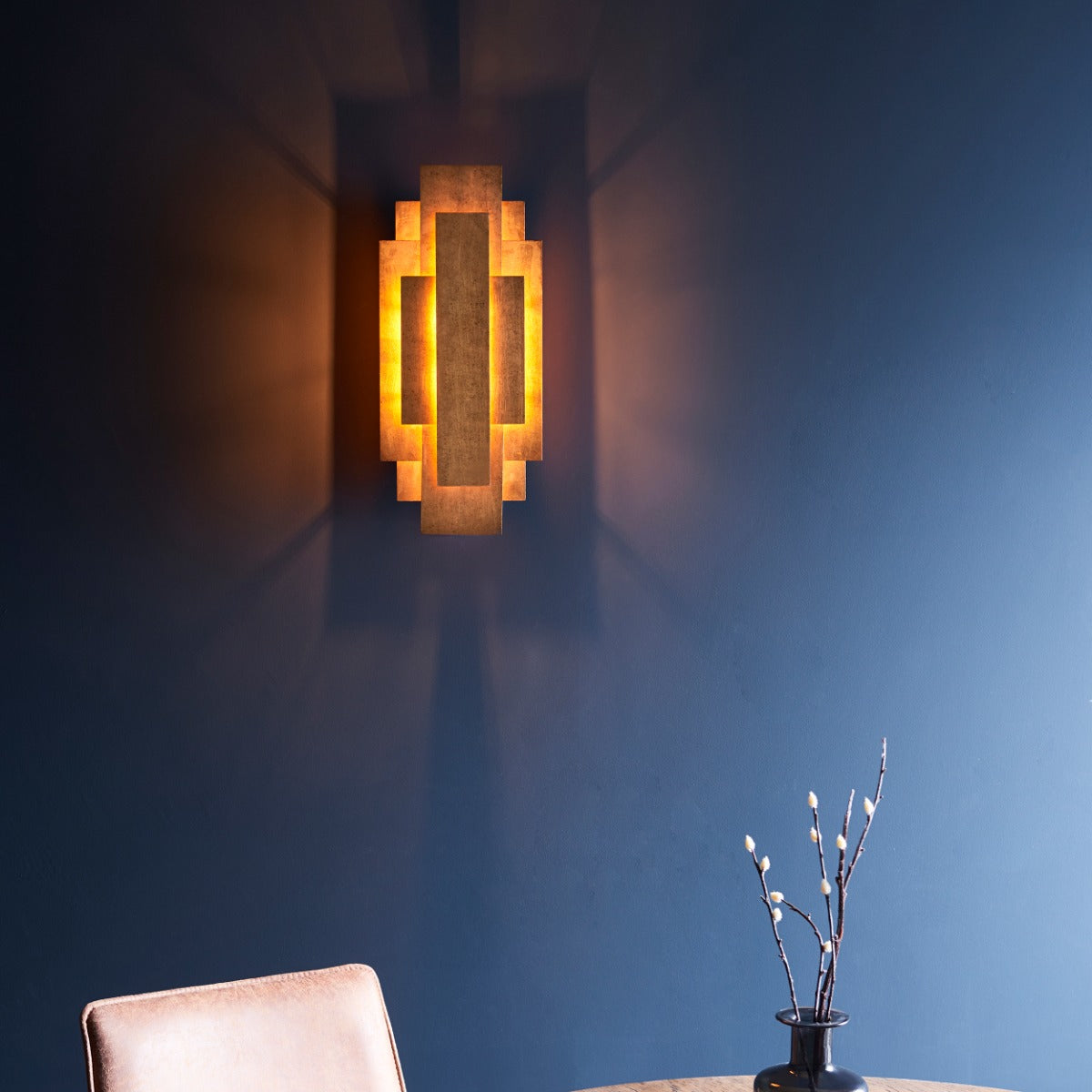 Novena Lordelo 2 Light Wall Light Antique Gold Leaf