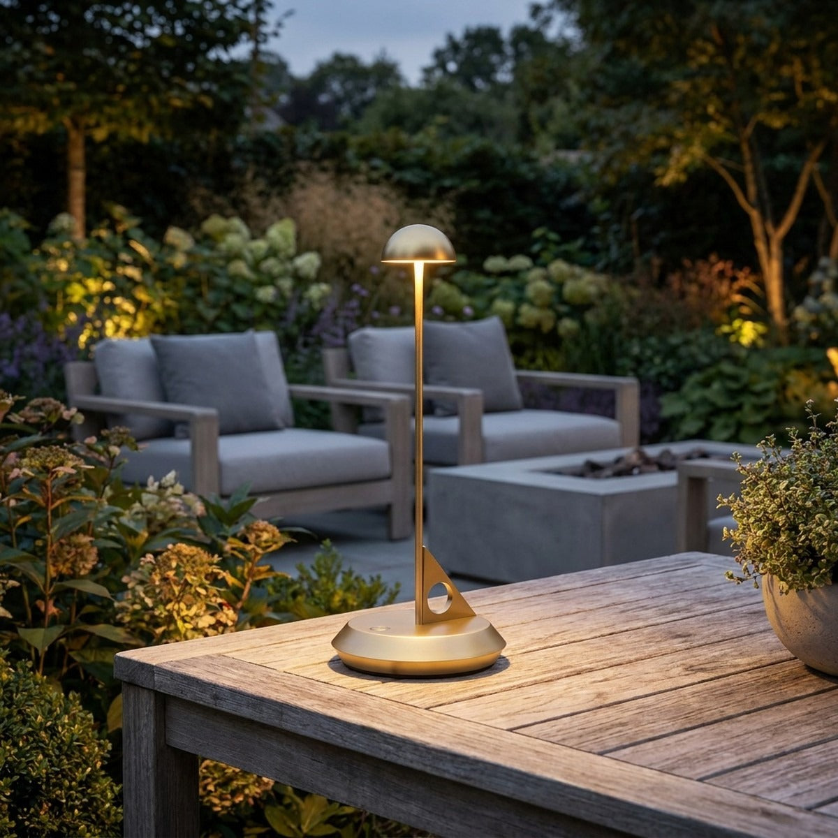 Novena Lucina Cordless Rechargeable Table Lamp, Matt Gold