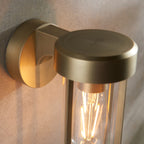 Novena Maceda 1 Light Outdoor Wall Light Brushed Gold Clear Glass