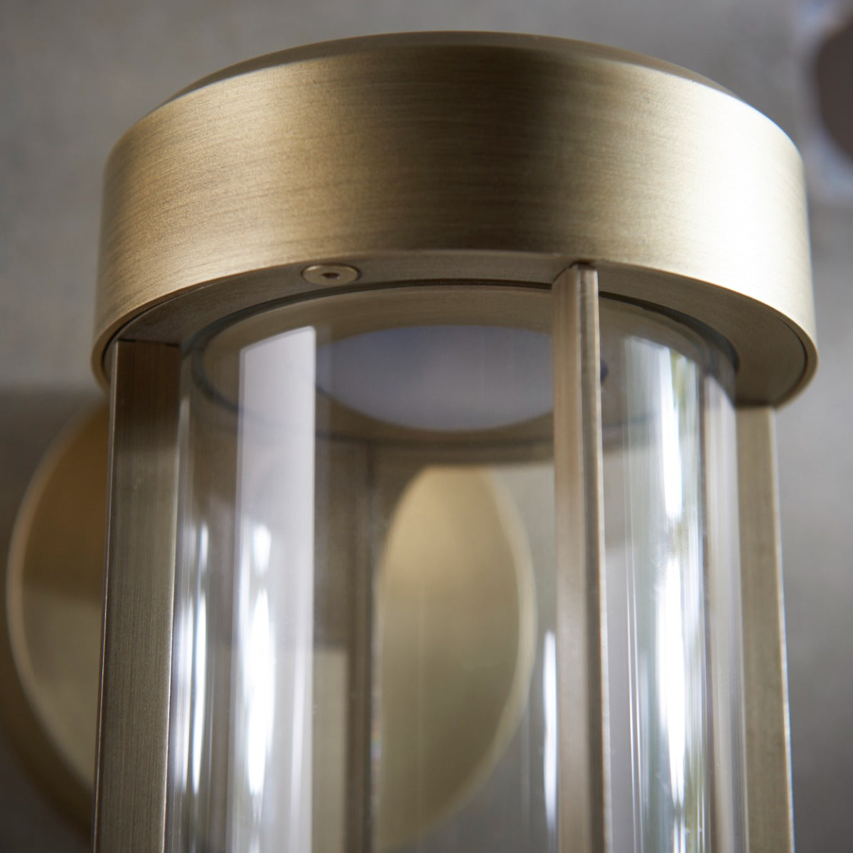 Novena Maceda 1 Light Outdoor Wall Light Brushed Gold Clear Glass