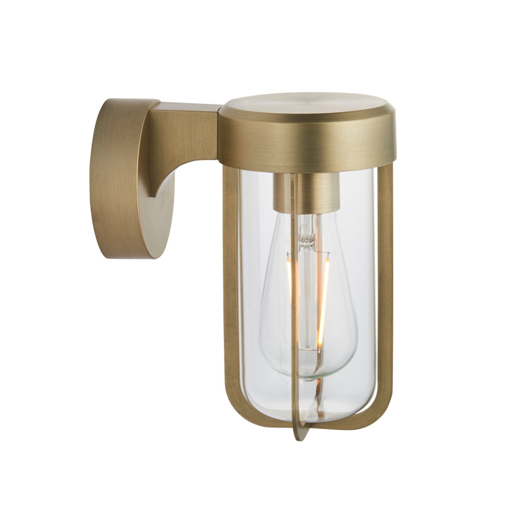 Novena Maceda 1 Light Outdoor Wall Light Brushed Gold Clear Glass
