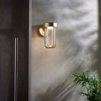 Novena Maceda 1 Light Outdoor Wall Light Brushed Gold Clear Glass