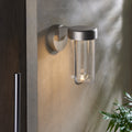 Novena Maceda 1 Light Outdoor Wall Light Brushed Silver Clear Glass