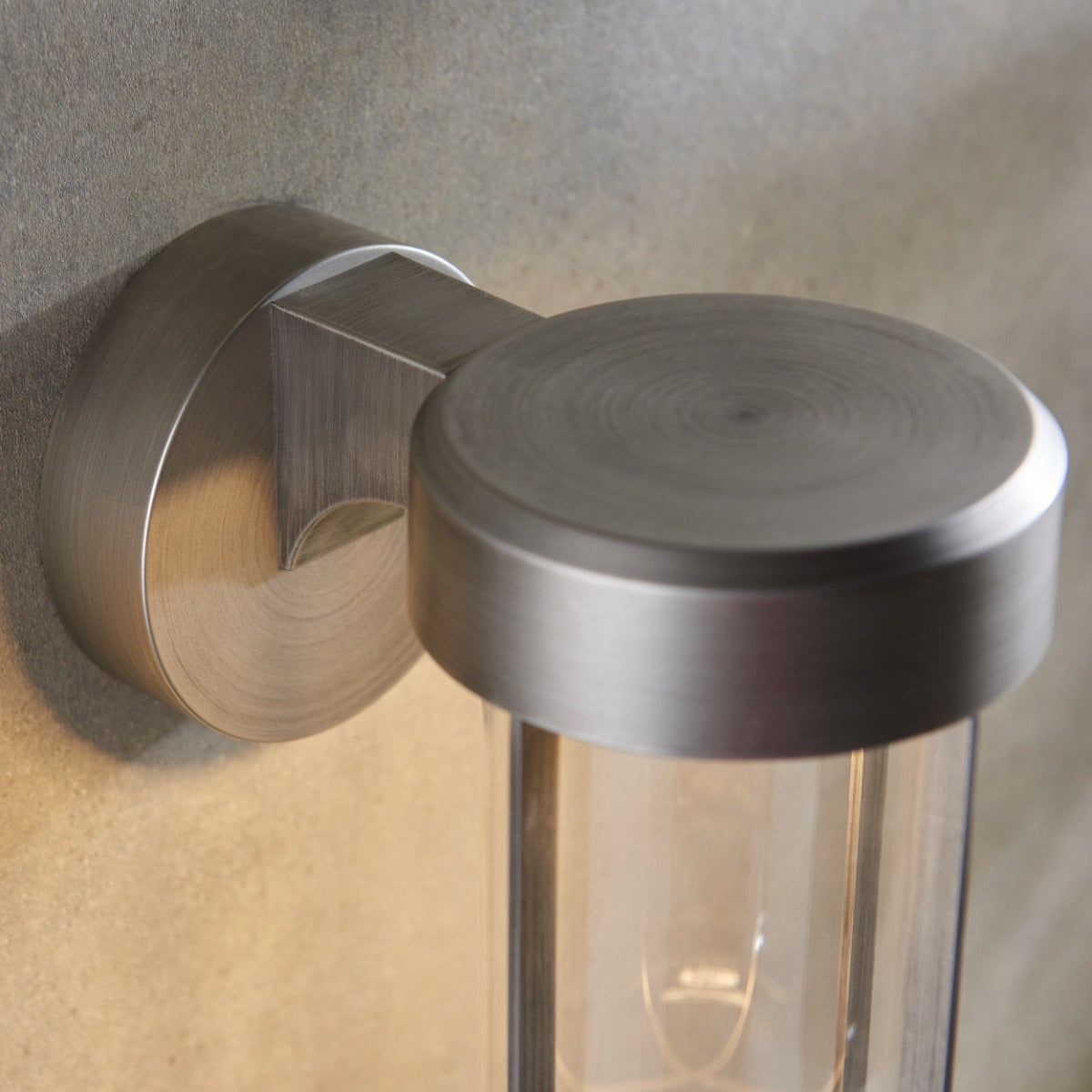 Novena Maceda 1 Light Outdoor Wall Light Brushed Silver Clear Glass