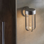 Novena Maceda 1 Light Outdoor Wall Light Brushed Silver Clear Glass