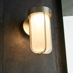 Novena Maceda 1 Light Outdoor Wall Light Brushed Silver Frosted Glass