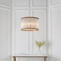 Novena Meaus 6 Light Pendant Light Clear Ribbed Glass Matt Gold Finish