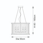 Novena Meaus 6 Light Pendant Light Clear Ribbed Glass Matt Gold Finish