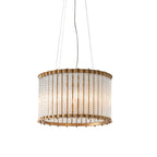 Novena Meaus 6 Light Pendant Light Clear Ribbed Glass Matt Gold Finish