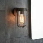 Novena Medon 1 Light Outdoor Wall Light Brushed Bronze Clear Glass
