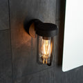 Novena Medon 1 Light Outdoor Wall Light Clear Glass in Matt Black Finish
