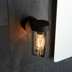 Novena Medon 1 Light Outdoor Wall Light Clear Glass in Matt Black Finish