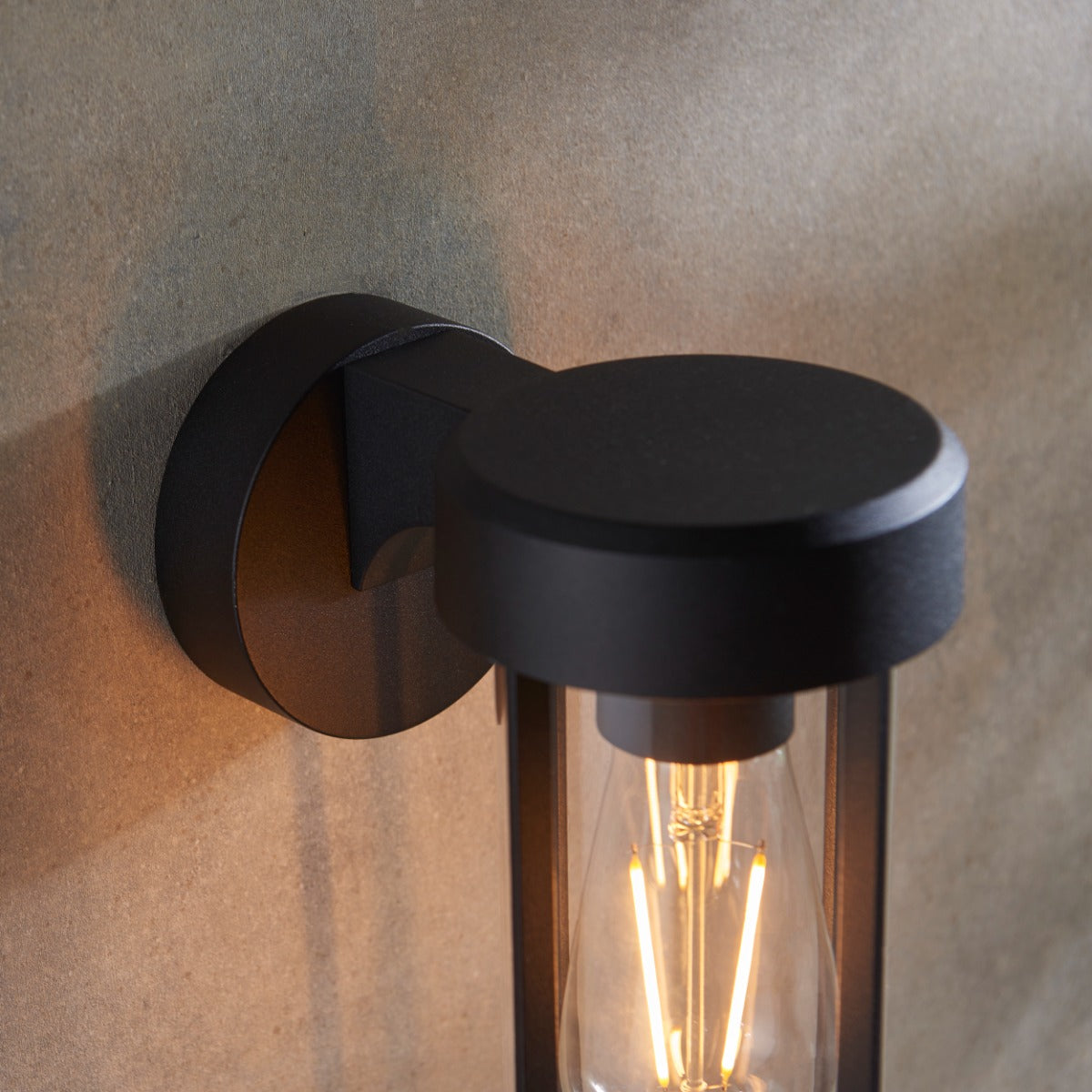 Novena Medon 1 Light Outdoor Wall Light Clear Glass in Matt Black Finish