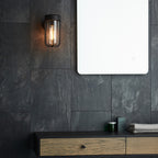 Novena Medon 1 Light Outdoor Wall Light Clear Glass in Matt Black Finish