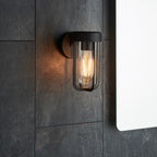 Novena Medon 1 Light Outdoor Wall Light Clear Glass in Matt Black Finish