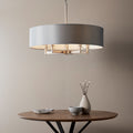 Novena Medos 5 Light Pendant Light Matt Nickel Plate Grey Fabric