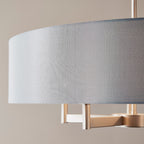 Novena Medos 5 Light Pendant Light Matt Nickel Plate Grey Fabric