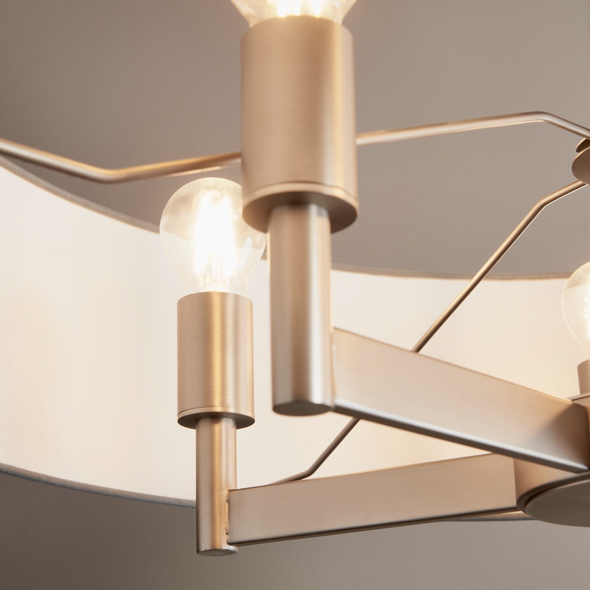 Novena Medos 5 Light Pendant Light Matt Nickel Plate Grey Fabric