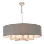 Novena Medos 5 Light Pendant Light Matt Nickel Plate Grey Fabric