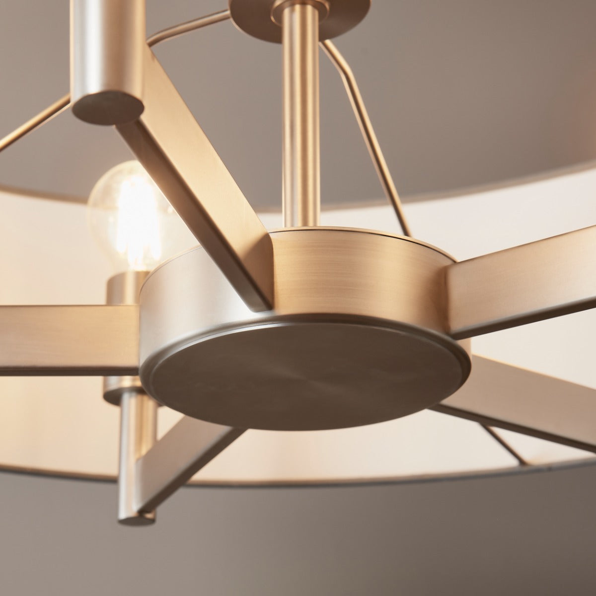 Novena Medos 5 Light Pendant Light Matt Nickel Plate Grey Fabric